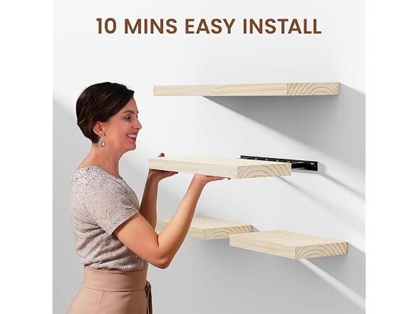 Heimlove Unfinished Wood Floating Shelves Set of 2