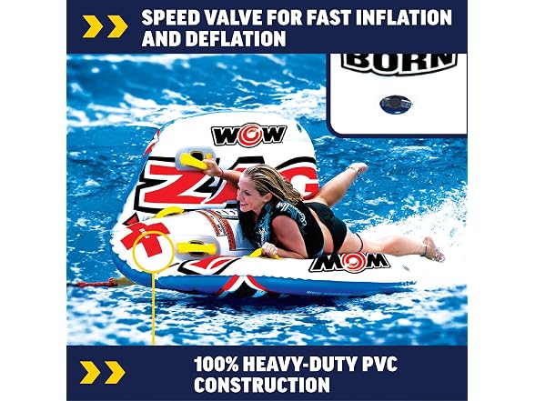 WOW Sports Zig Zag Towable Inflatable Tube, Multi