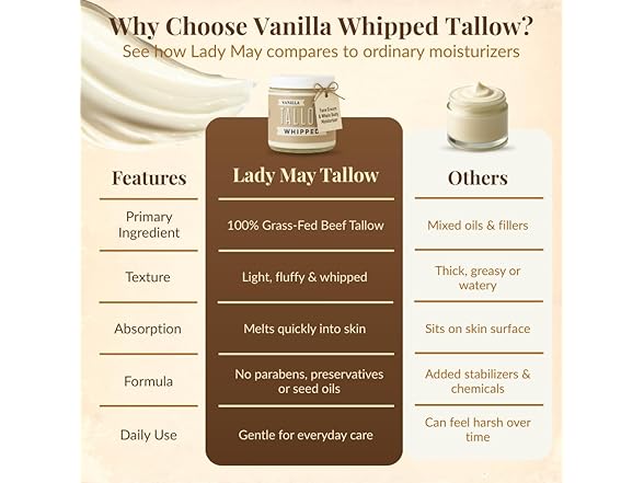 Lady May Whipped Tallow Face Cream Vanilla 9oz