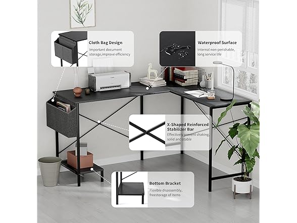 Simple Deluxe L Shaped Desk 50 Inch