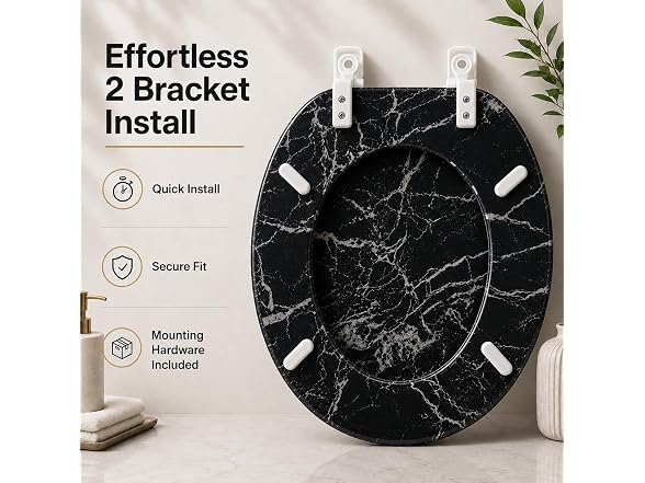 American Dream 17" Marbleized Wood Toilet Seat ? B