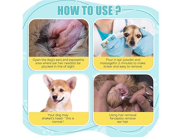 Advanced Pet Ear Powder with Professional 5" Hair Puller
