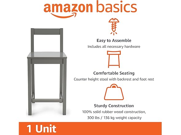 Amazon Basics Wooden Bar Stool 24"
