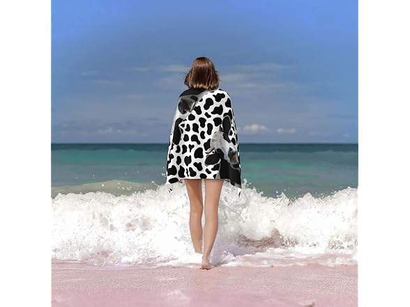 Milk Cow Print Black and White Beach Towel So