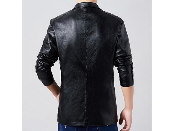 Rayiisuy Men (L) Slim Pu Leather Blazer