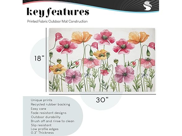 Distressed Damask Door Mat 18"x30"