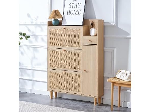 GIA 4-Door Rattan Storage Cabinet