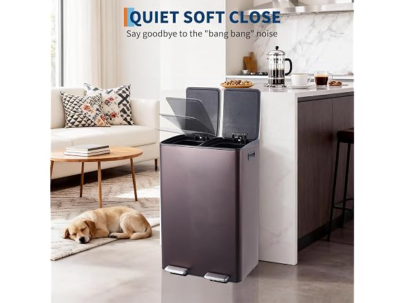 OUTLANE 16 Gal Dual Recycling Bin Brown