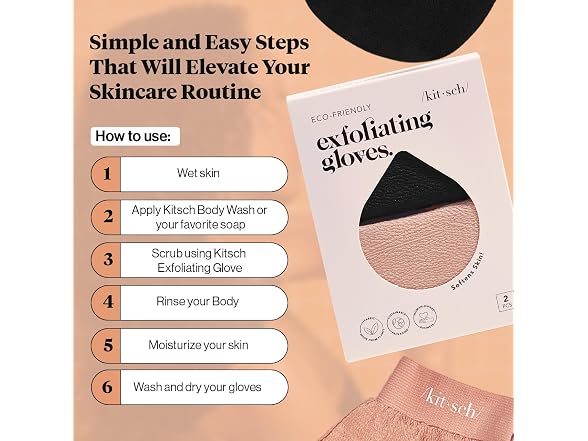 Kitsch Exfoliating Glove – Exfoliating Mitt 2pc
