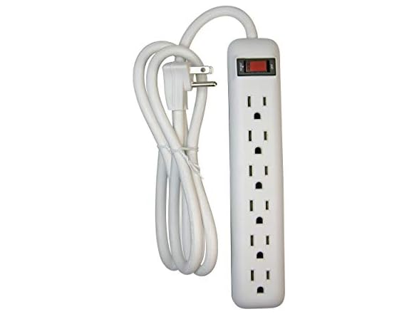 Clear Power 6 Outlet Power Strip, 8 ft