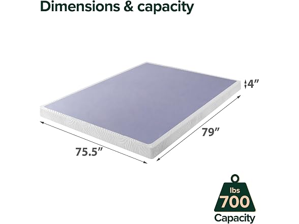 ZINUS Edgar 4 Inch Wood Box Spring, Mattress Foundation
