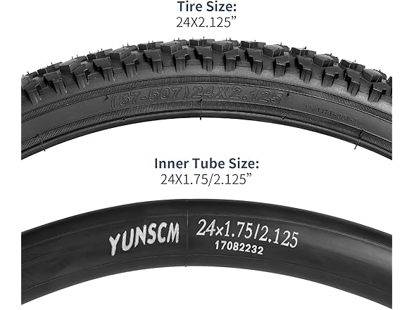 YUNSCM 24" MTB Tires & Tubes Set, 2-Pack