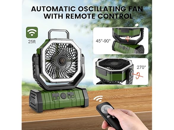 30000mAh Camping Fan with LED Lantern