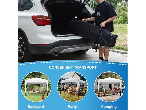 SANUMY 10x10 Pop Up Canopy – Easy Setup, Silver White