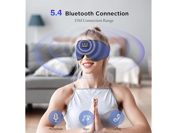 TOPOINT Sleep Mask w/BT Headphones