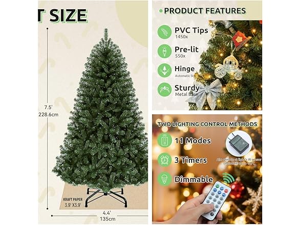 KISIQI 7.5 Feet Christmas Tree