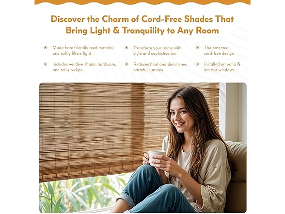 Radiance 60" x 72 " Radiance Cord Free Bamboo Shade