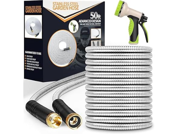 Unywarse 50FT Metal Garden Hose No-Kink