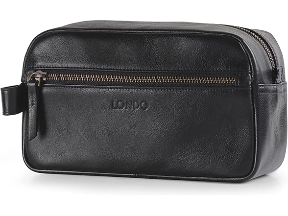 Londo Genuine Leather Travel Toiletry Bag Black