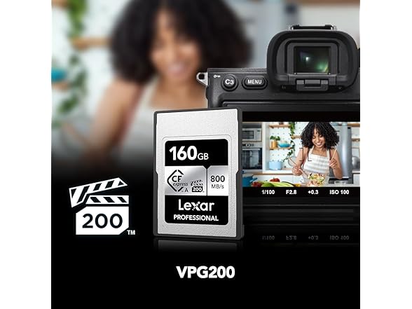 Lexar 160GB Professional CFexpress Type A SILVER Series Memory Card, Compatible with Sony Cameras w/ Type A Card Slot, Up to 800/700 MB/s Read/Write, 8K Video, VPG 200 (LCAEXSL160G-RNENG) (Open Box)