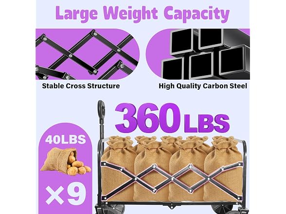 Wagon Cart Foldable,360Lbs Collapsible