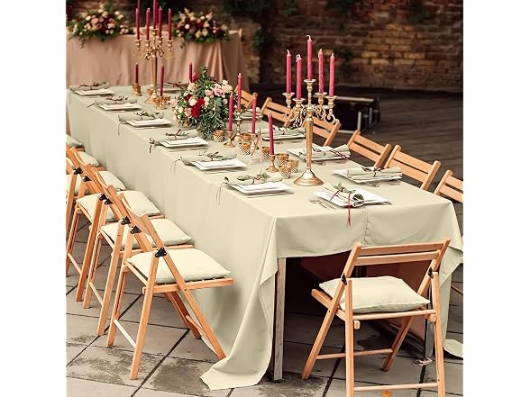 Ivory Polyester Rectangle Tablecloth - 60" x 102"