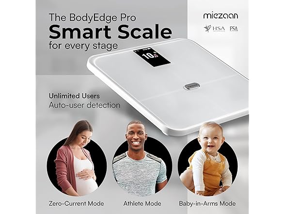 BodyEdge Pro - 4 Electrode Smart Scale for Body Weigh