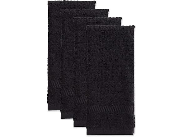 DII Terry Waffle Dishtowel 4PcSet, Black