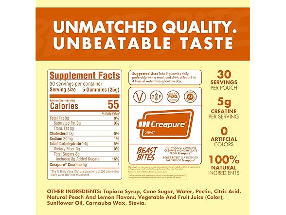 Beast Bites Creatine Gummies, 30srv