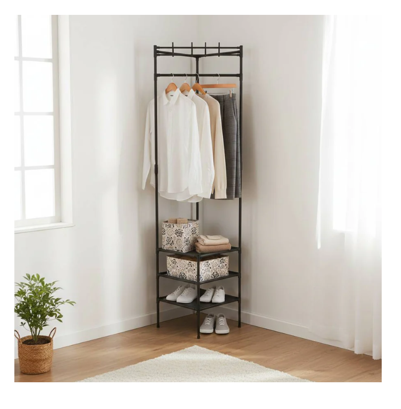 3-Tier Corner Clothing and Shoe Storage Organizer Rack - Gallery 6
