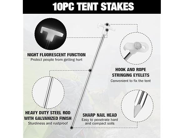 WORKPRO Tent Stakes and Hammer Set