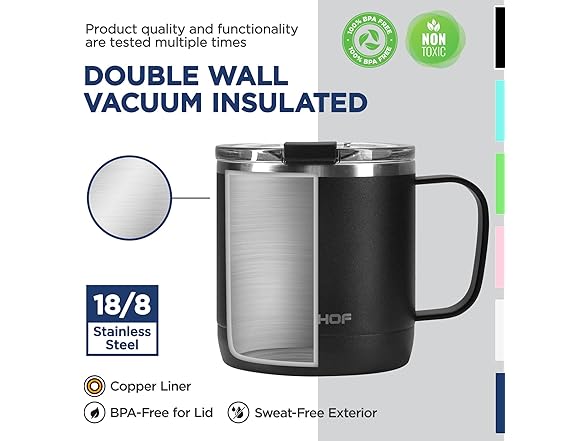 HAUSHOF 14 oz Coffee Mug, Insulated