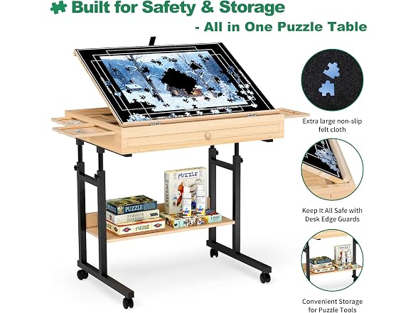 QDKGH Puzzle Table with Drawers