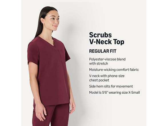 Amazon Basics Women Scrubs V-neck Top