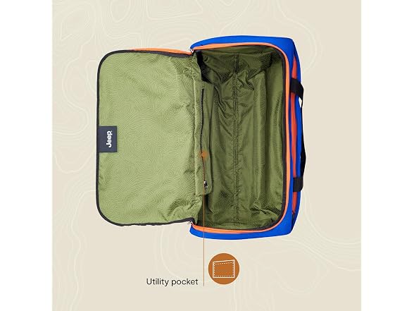 Jeep JS009D Two Wheel Rolling Travel Duffle Bag, Blue, 20"