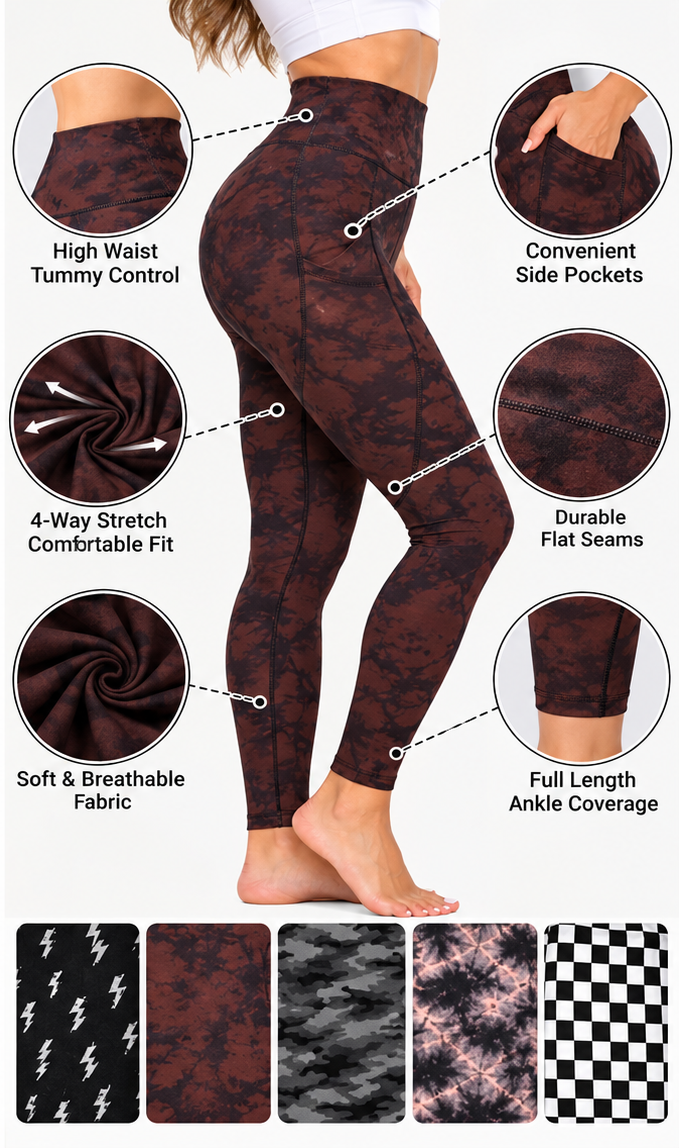 (5PK) Women's Leggings W/ Pockets - Gallery 8