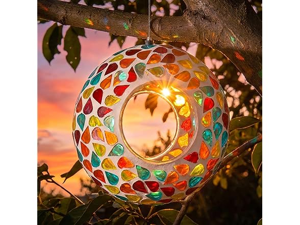Sunnydaze 6-Inch Glass Mosaic Hanging Bird Feeder - Confetti Mosaic