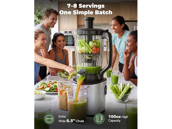 Cold Press Juicer Machine, 6.5" Wide Chute Masticating Juicer