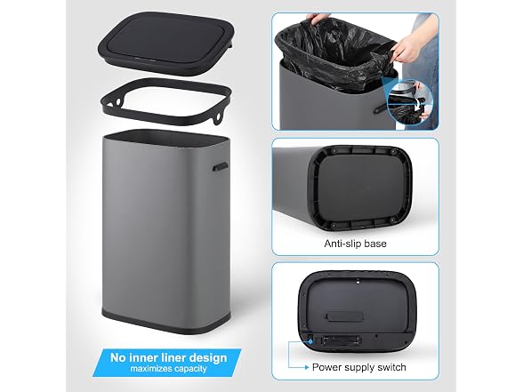 OUTLANE 13 gal/50L Motion Sensor Trash Can