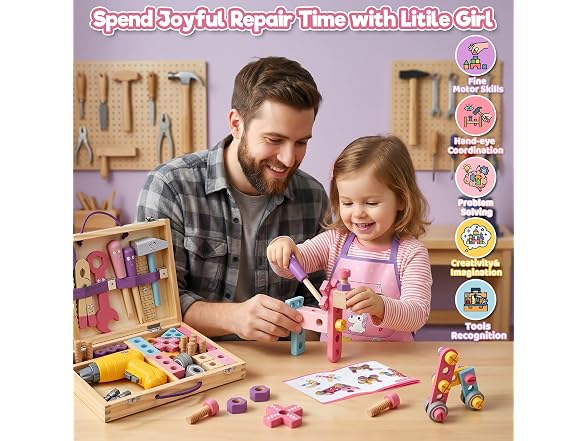 TONZE Wooden Kids Tool Set