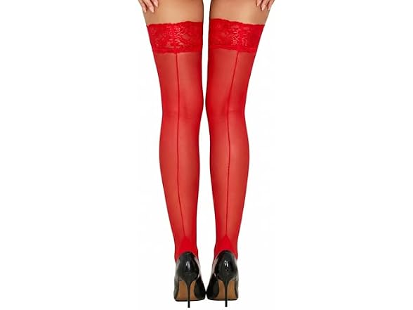LUSLOVE Thigh High Stockings Red