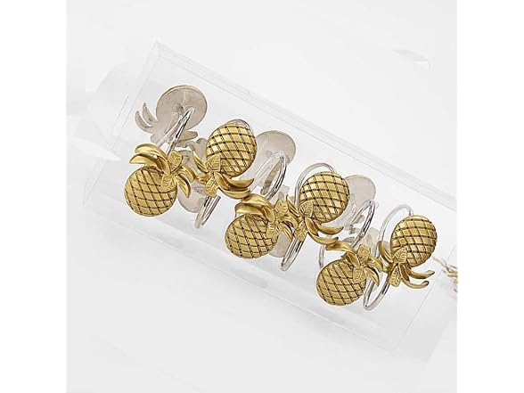 Golden Pineapple Shower Window Curtain Hooks
