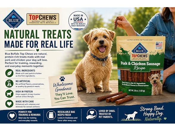 Blue Buffalo Top Chews Pork & Chicken Sausage Treat
