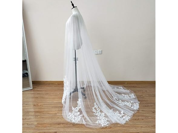 EllieWely Women EllieHouse Long Tulle Bridal Cape