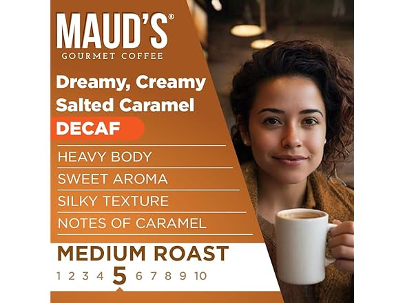 18CT Maud's Decaf Salted Caramel Flavored Coffee Pods