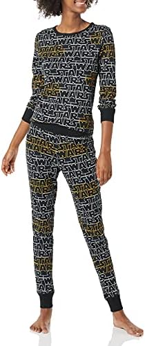 Amazon Essentials Disney | Marvel | Star Wars Women's Snug-Fit Cotton Pajama Sleepwear Sets, Star Wars Logo - Womens Snug-fit, Small