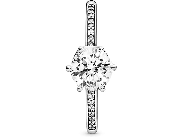 Pandora Clear Sparkling Crown Solitaire Ring - Promise Ring for Women - Sparkling Jewelry for Women - Sterling Silver with Clear Cubic Zirconia - Size 8.5 (Open Box)