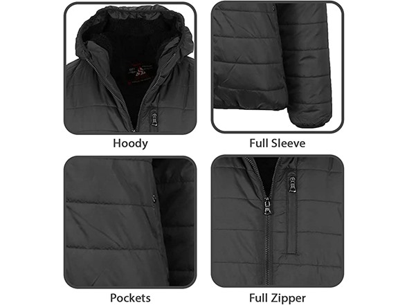 Womens Fleece-Lined Hooded Puffer Jacket