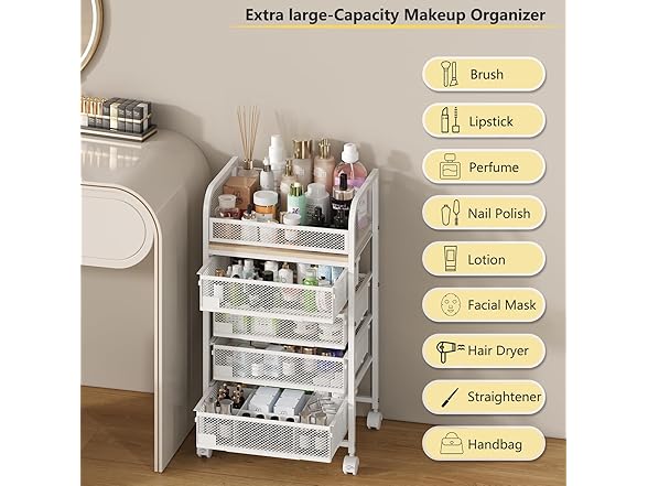 MODCART Makeup Organizer with 4 Drawers