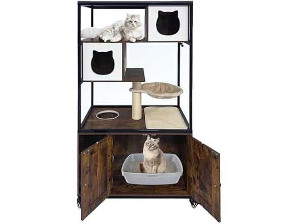 Litter Box Furniture Cat Tree with Litter Box